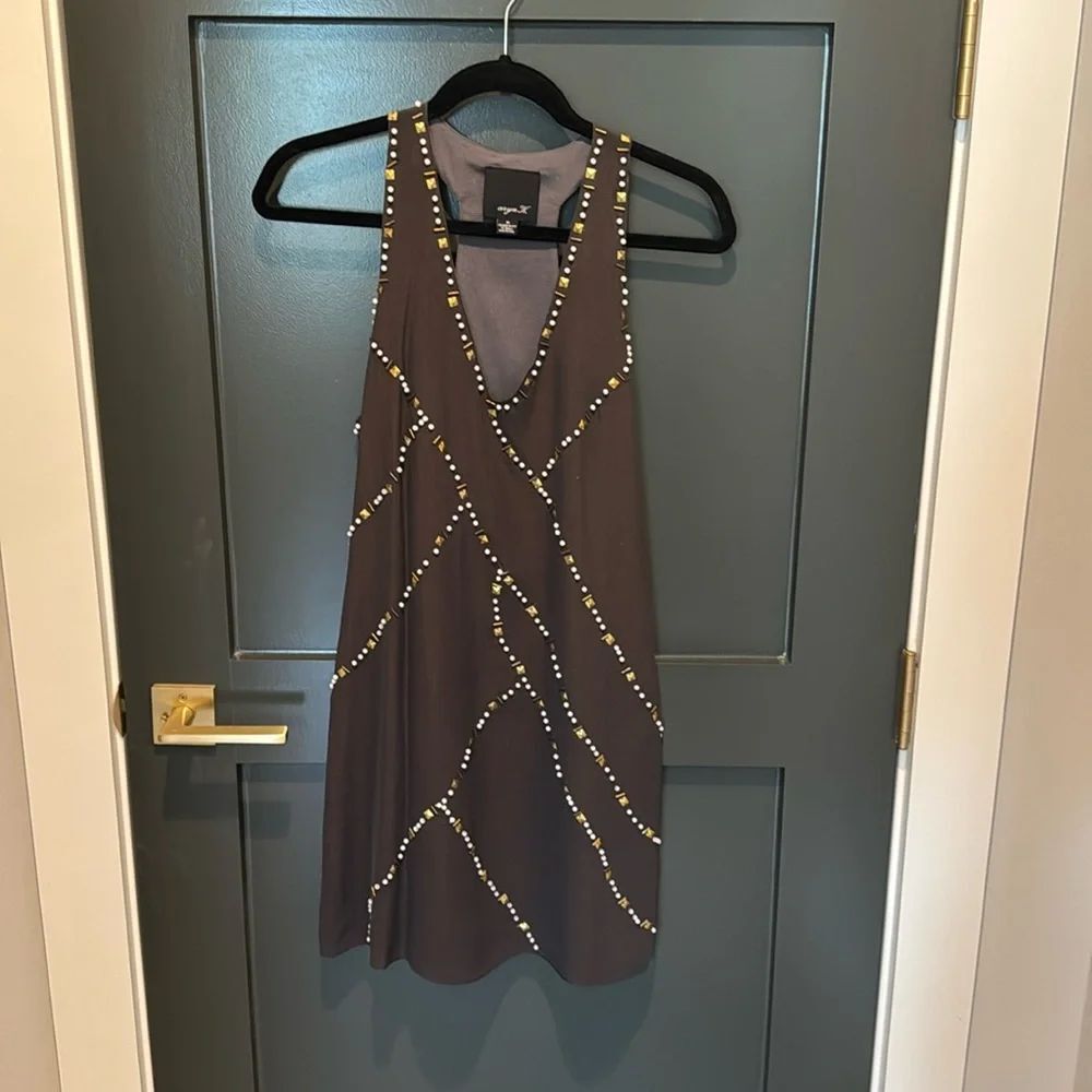 Aryn K.Black Dress with Gold Embelleshments Size M -EUC